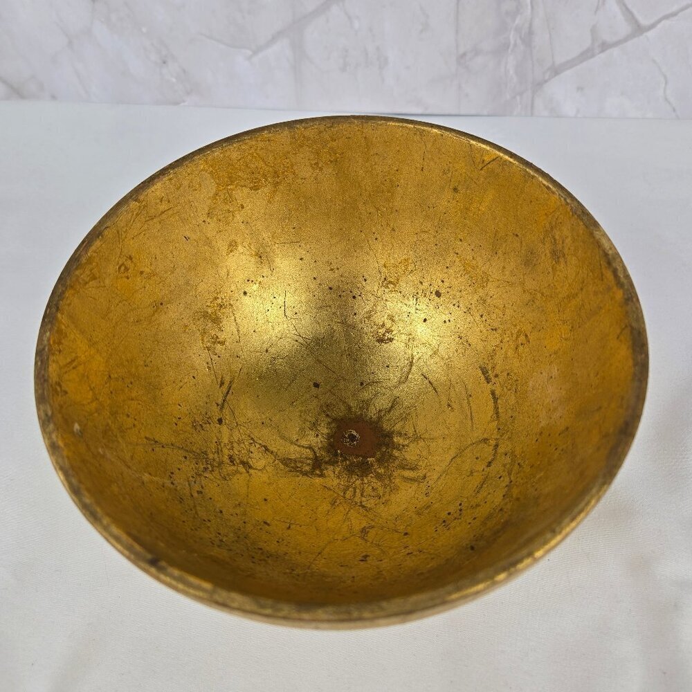 Ellec BRL Handmade Pottery Bowl Distressed Gold Glaze Made in Italy Vintage - Picture 6 of 10